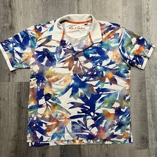 Robert Graham Clubhouse Messina Performance Golf Multicolor Floral Polo Shirt M