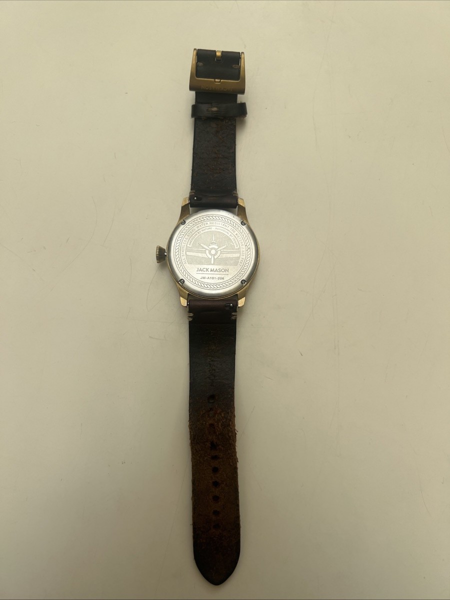 Jack Mason JM-A101 Aviation Blue Dial PVD Pilot Watch Leather