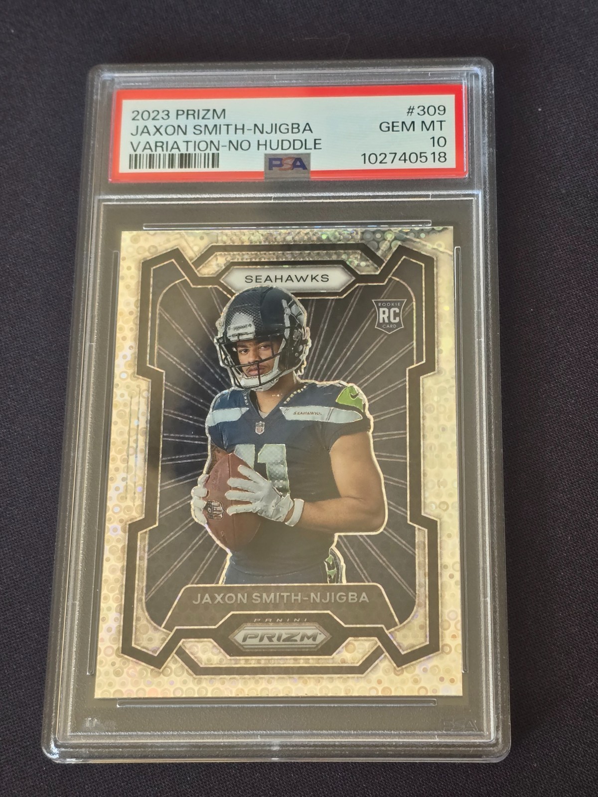 2023 Panini Prizm Jaxon Smith-Njigba #309 Variation No Huddle RC Rookie PSA 10