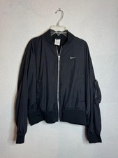 VTG Nike White Tag Windbreaker Black Jacket Swoosh Full Zip Women's Size XS