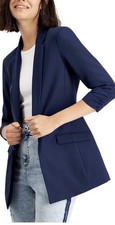 INC International Concepts Women's PS Notched Lapel Blazer Ruched 3/4 Sleeve