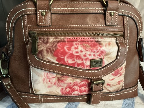 BOC Born Concept Handbag Brown Saddle Floral Crossbody & Top Handles Cottagecore