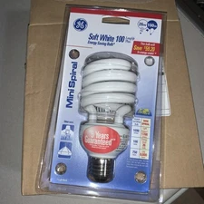 GE Mini Spiral Light Bulbs Soft White 26W=100 Lot of 3