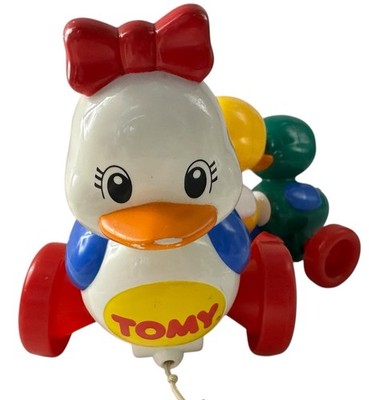 Vintage 1995 Tomy Quack along Ducks Mommy & Baby Ducks Pull String Toy NO SOUND
