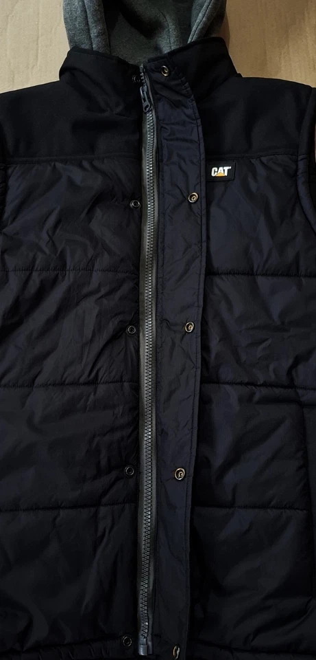 Caterpillar CAT Men's Hooded Workwear Bodywarmer/ Gilet New Large Black Quilted - Image 4 of 4
