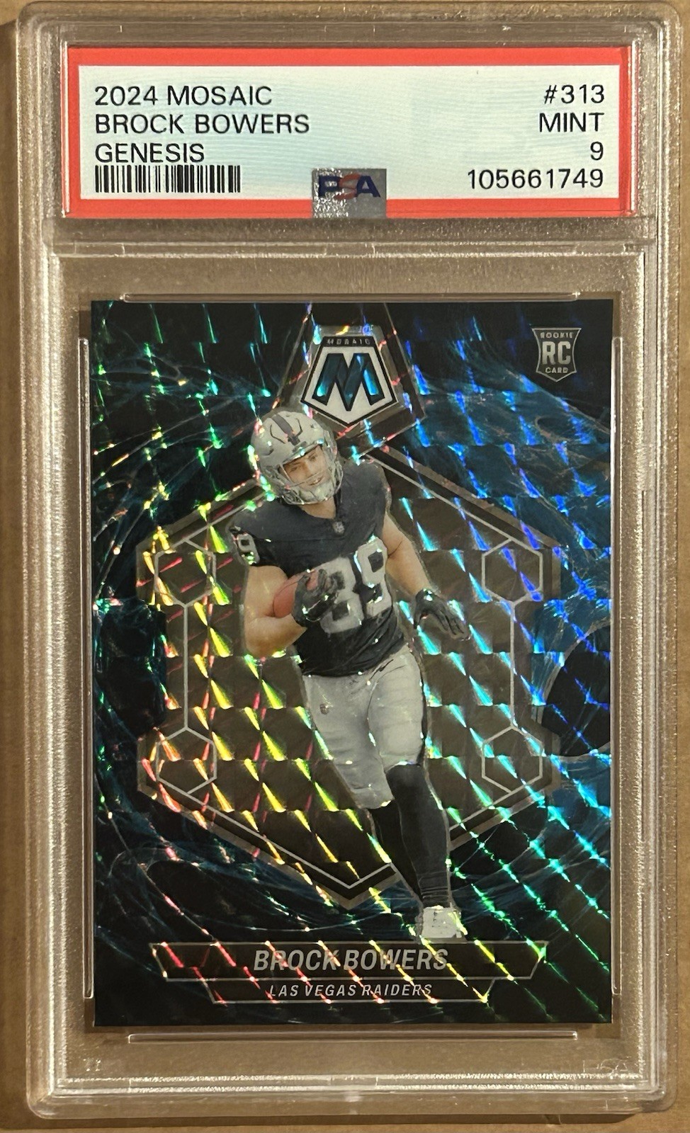 2024 PANINI MOSAIC GENESIS #313 BROCK BOWERS ROOKIE RC PSA 9 🔥