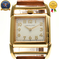 ▶️ [QUASI NUOVO] HAMILTON 6176 Contorno Quadrante Oro 27mm Quarzo Orologio Donna Vintage