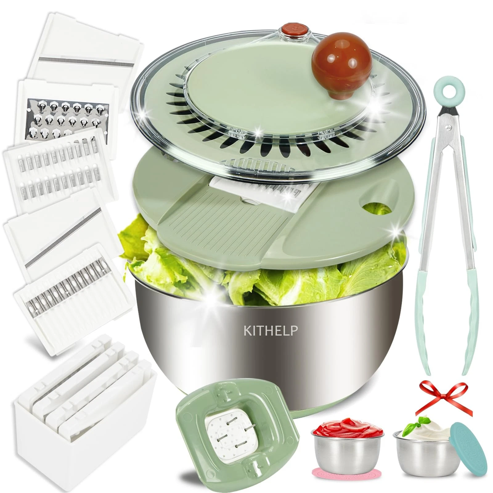 Stainless Steel Salad Spinner Large, Vegetables Fruits Wash Bowl with Straine...
Opens in a new wind