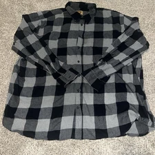 The Foundry Mens 3XL Black Plaid Flannel Shirt Long Sleeve Big & Tall