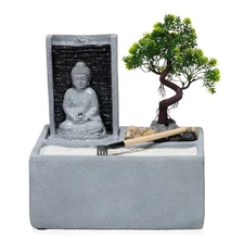 New DIG278 Alpine Buddha Bonsai Garden Tabletop Fountain with LED Lights