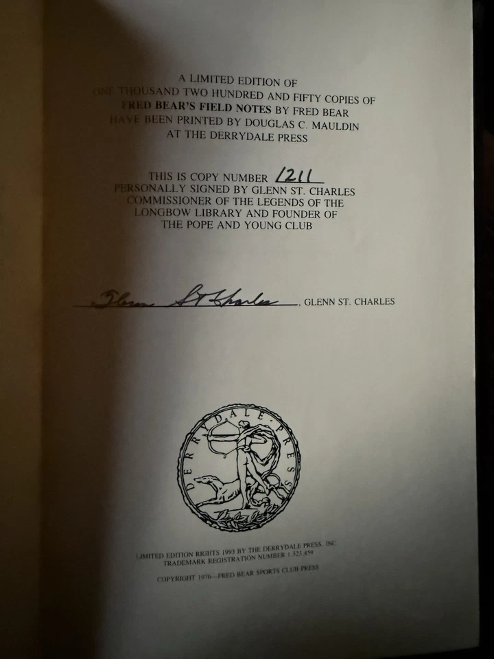 Fred Bear's Field Notes de Fred Bear (1976, tapa dura) Foto 2 de 4