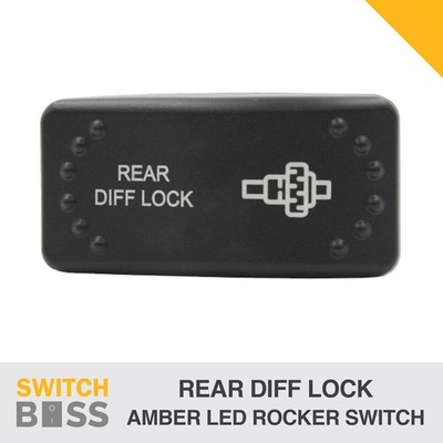 Rear Diff Lock LASER ETCHED Horizontal Rocker Switch AMBER LED 12v 24v On-Off
