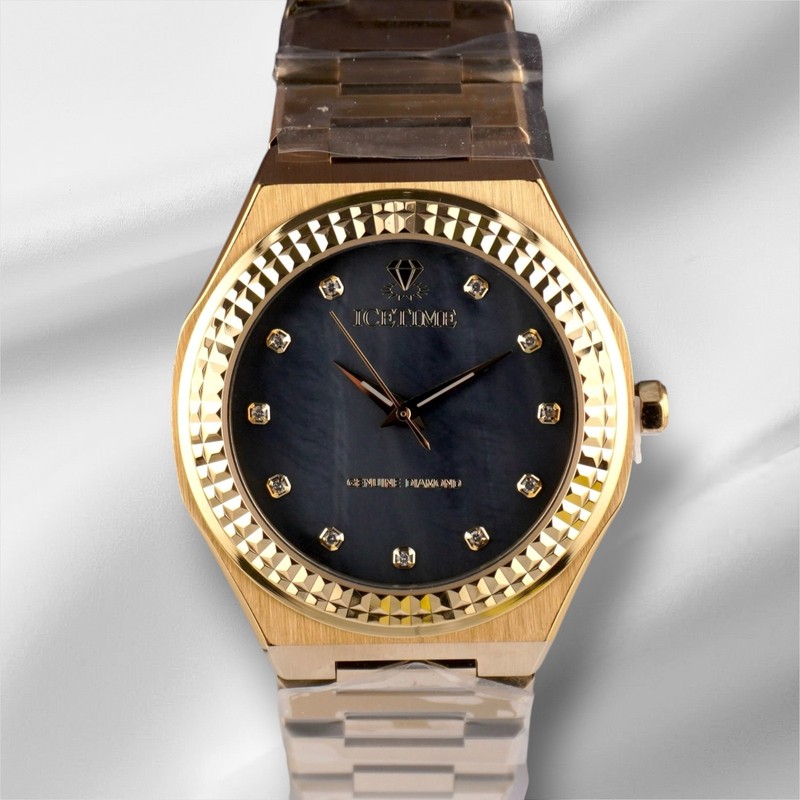 #19 IceTime 39mm Crown Pearl Black MOP Dial YG Steel  Watch 0.10ct Diamond