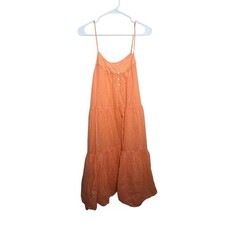 J Crew Dress Women's XS Orange Tiered Sleeveless Sheer Lightweight Midi