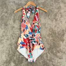 Modcloth The Brooke One Piece Tie Front Floral Swimsuit M Medium
