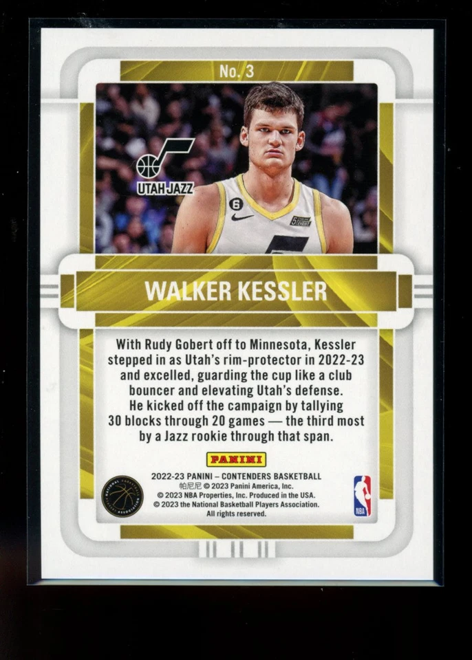 2022-23 Panini Contenders #3 Walker Kessler Rookie of the Year Contenders - Image 2 of 2
