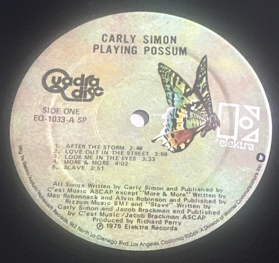 Carly Simon - Playing Possum (LP, Album, Quad) Quadraphonic EX / VG+ - Image 4 of 4