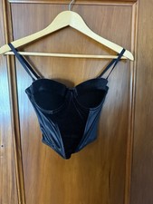 NWOT Victorias Secret Black Velvet Bustier Removal Straps Bra 34B