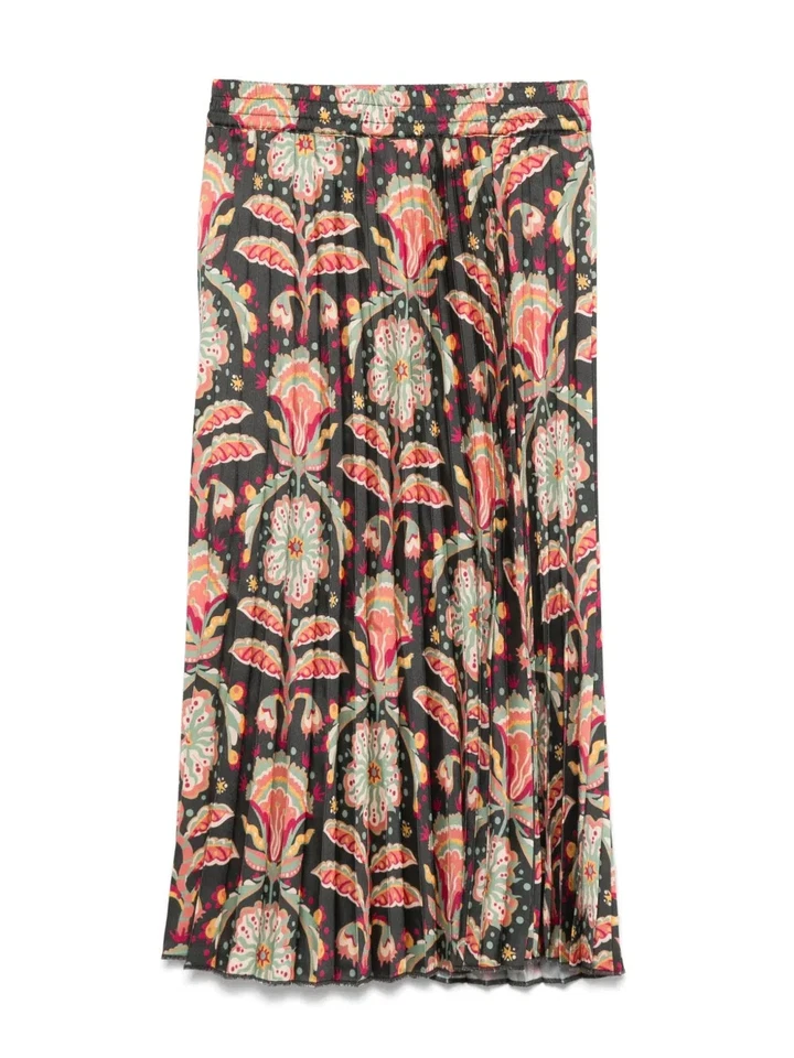 Scotch & Soda Niña 14 Floral Estampado Plisado Midi Falda Pull On Satén Foto 2 de 4