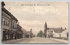 West Washington Street Hartford City Indiana IN Funeral Director 1910 Postcard