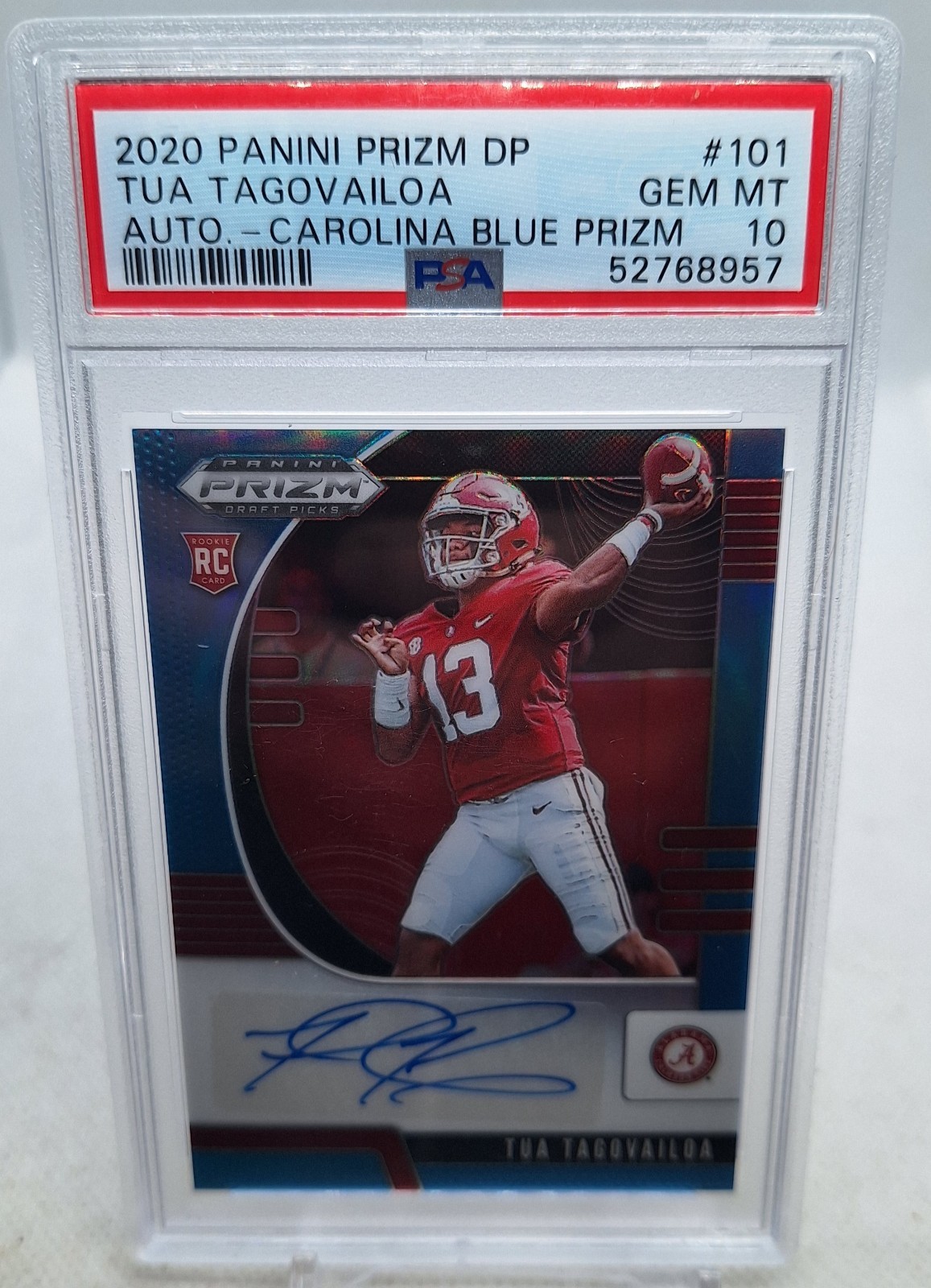 Tua Tagovailoa Panini Prizm Draft Picks #101 Autograph-Carolina Blue Prizm