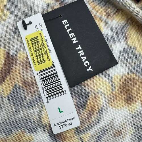 ELLEN TRACY NWT Women Large Yellow Roses Floral Bamboo Cashmere Cardigan Sweater - Picture 5 of 11