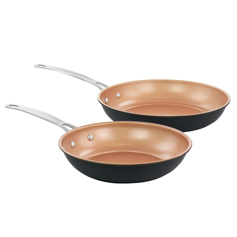 Gibson Home 128684.02 Chestnut 2 Piece Nonstick Carbon Steel Frying Pan Set In
