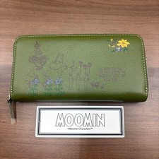 Unused MOOMIN collaboration oxford leather Green long Wallet purse Discontinu