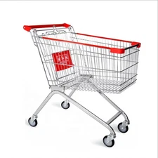 Factory CustomSteel Galvanized Grocery Cart Metal Supermarket Trolley With Wheel