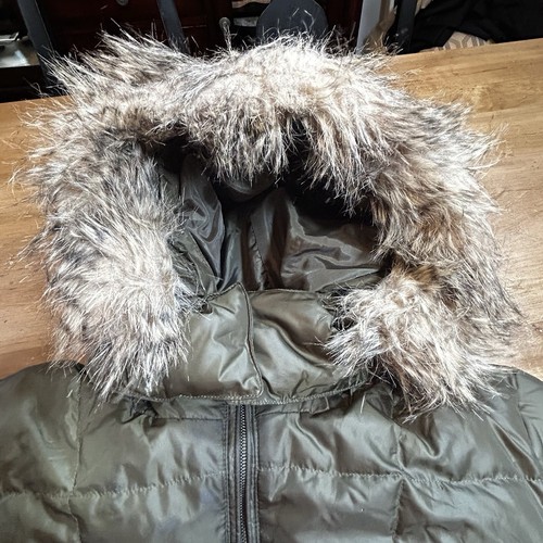Eddie Bauer Goose Down Woman’s Arctic Coat XXL Green Parka Faux Fur Lined Hood - Picture 17 of 17