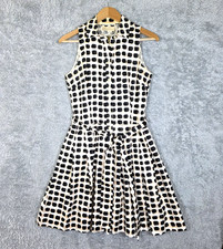 Kate Spade New York Square Dot Black White Pink Sleeveless Belted Shirtdress 6