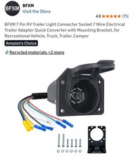 7 Pin Wire RV Trailer Light Connector Plug Socket Outlet Electrical Camper Truck