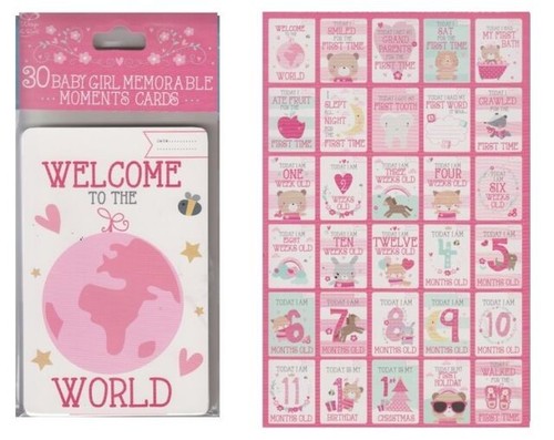 30 BABY GIRL BOY MEMORABLE MOMENTS CARDS 1st Bath Tooth Crawled Keepsake Moment - Picture 5 of 20