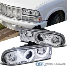 Fits 98-04 Chevy S10 Pickup Blazer SMD LED Strip Halo Projector Headlights Lamps