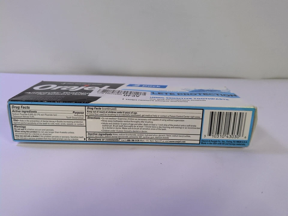 Orajel 全面保护深层清洁敏感牙膏,温和美白 — 第 4/4 张图片