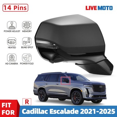Side Mirror For 2021-2025 Cadillac Escalade W/ BSD W/ Camera Heated Right 14 Pin