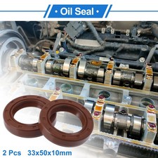 Oil Seal Seal Ring Rotary Shaft Seal FKM Rubber 33x50x10mm Brown 2 Pcs