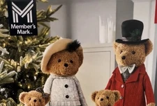 Member's Mark Plush Bear Family Set of 4 Indoor Christmas Decor FastSHIP In Hand