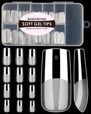 Soft Gel Nail Tips Medium Square, 120PCS Pre 0.04 Fl Oz (Pack of 120), Clear 