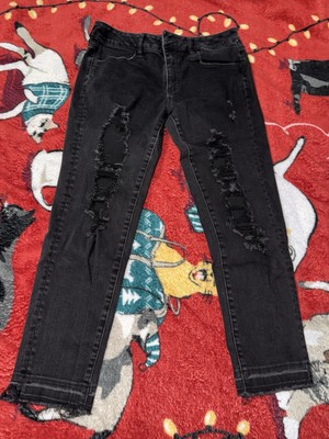 American Eagle Jeans Womens Size 10 Distressed Crop Black Denim