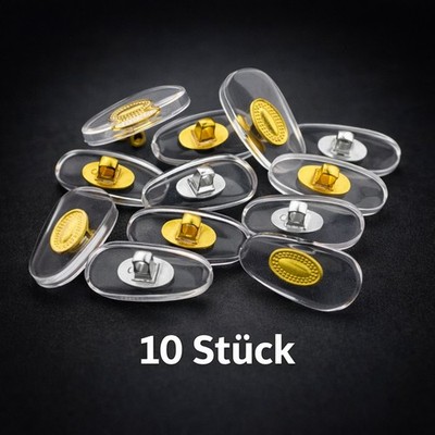10 Stück Premium Silikon-Nasenpads für Brillen   mit Metallkern (Gold / Silber) 