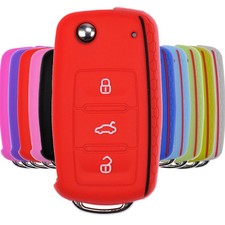 SCHLÜSSEL HÜLLE Rot für VW UP Golf T5 Touran Polo Beetle Skoda Fabia Octavia