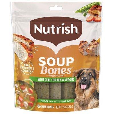 Soup Bones Premium Dog Chews with Real Chicken and Veggies, 6 Chews (Rachael Ray