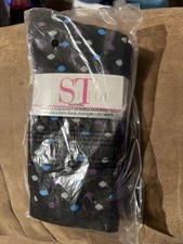 Gold Toe Women's Crew Socks Black Purple Blue White Polka Dot Size 9-11