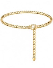Metal Link Chain Belt for Women Waist Chains Chunky Fit Waist: 26-28 in B-gold