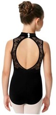 Girls Turtleneck Dance Leotard for Ballet, Lace 6-8 Years Black open Back