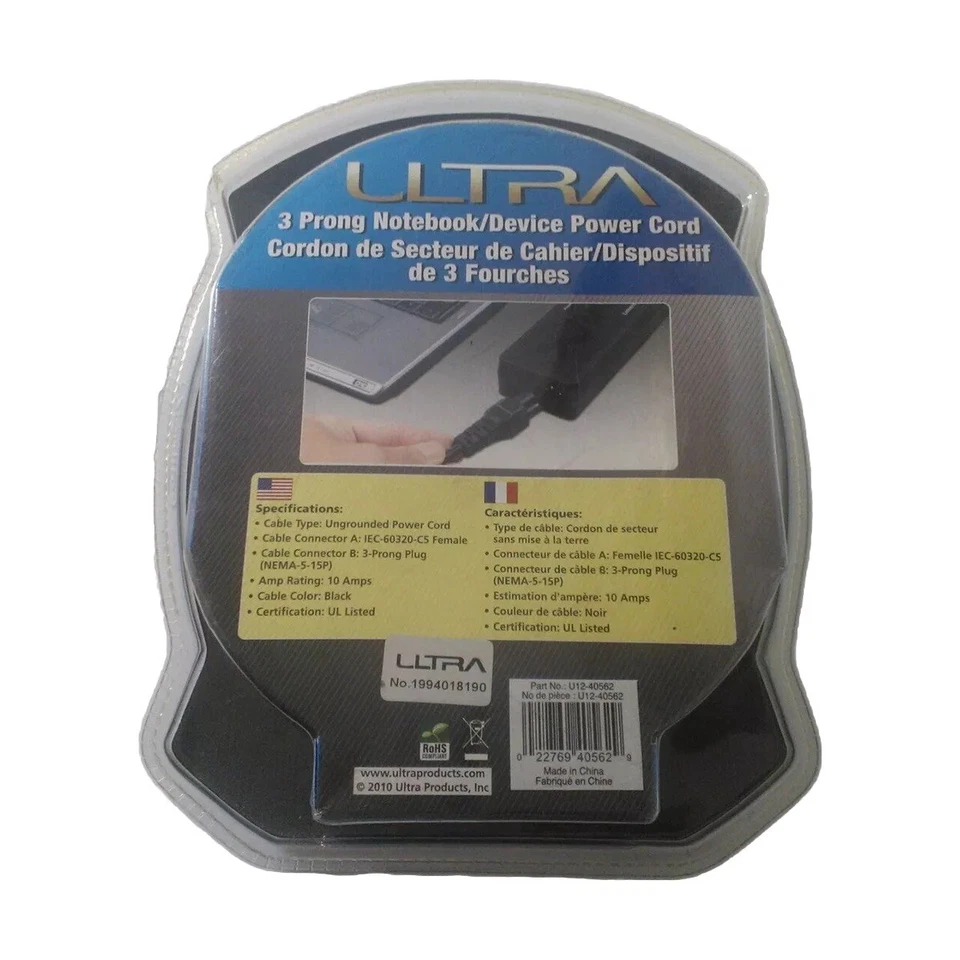 Ultra 3 Prong Notebook/Device Power Cord - Image 2 of 2