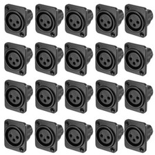 20Pcs 3-Pin XLR Female Jack Panel Mount Microphone Connector Adapter Converter