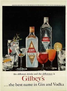 1961 GILBEY'S GIN six different drinks Vintage Print Ad