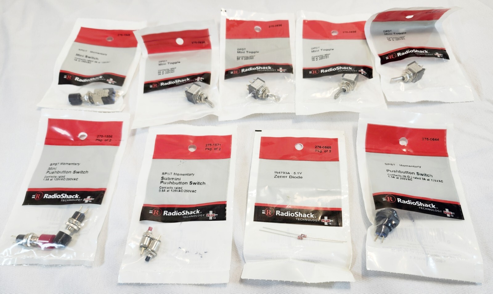 Lot Of 9 New Radio Shack SPST DPDT Toggles & Switches More NOS